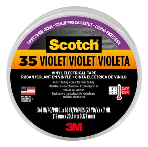 3M Scotch Vinyl Color Coding Electrical Tape 35, 3/4 in x 66 ft, Violet - 11271-BA-5