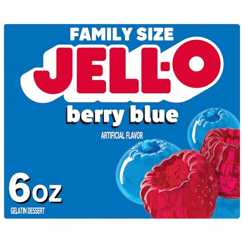 Jell-O Berry Blue Gelatin Dessert Mix, Family Size, 6 oz Box