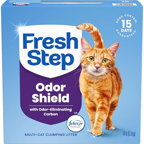 Fresh Step Clumping Cat Litter, Multi-Cat, Long Lasting Odor Control Kitty Litter with Activated Charcoal, Low Dust Formula, 14 lb