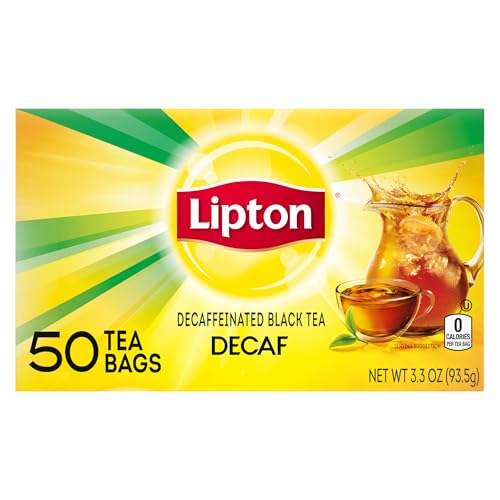 Lipton Decaf Black Tea Bags, Hot or Iced Caffeine Free Tea, 50 Total Bags