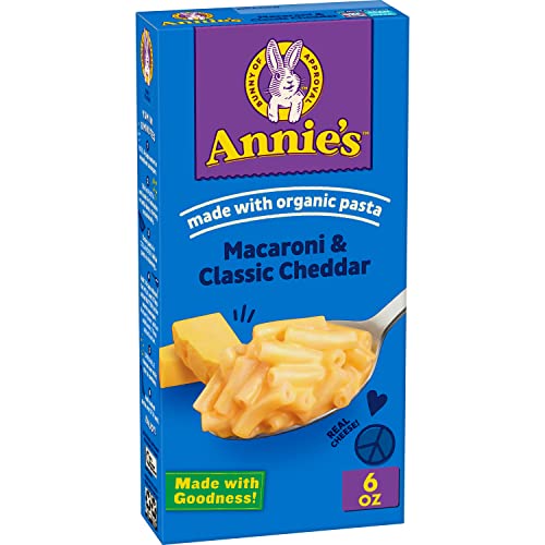 Annie's Macaroni and Classic Cheddar with Organic Pasta, Made with Real Cheese, Dinner Side or Snack, 6 oz