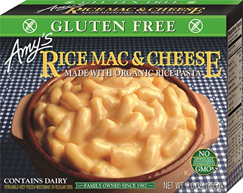 Amy's Frozen Meals, Rice Mac and Cheese Pasta Tray, Made With Organic Rice and White Cheddar Cheese, Gluten Free Microwave Meals, 9 Oz