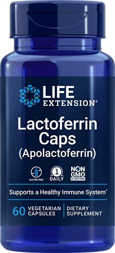 Life Extension Lactoferrin Caps, Healthy Immune Response, GI Support, Vision Health, Gluten-Free, Non-GMO, 1-Daily, Vegetarian, 60 Capsules