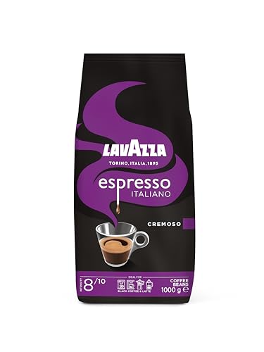 🔥 STARKER PREIS (-33%) Lavazza, Espresso Italiano Cremoso, Arabica und Robusta Kaffeebohnen, mit Aromanoten von Gewürzen und Kakao, Intensität 8/10, Mittlere Röstung, 1 Packung mit 1 Kg