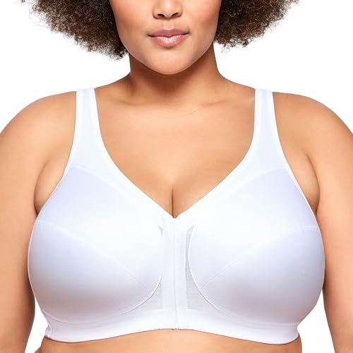 🔥 STARKER PREIS (-37%) Glamorise Damen Rückenstützender MagicLift-Vorderverschluss-BH, Weiß,110B