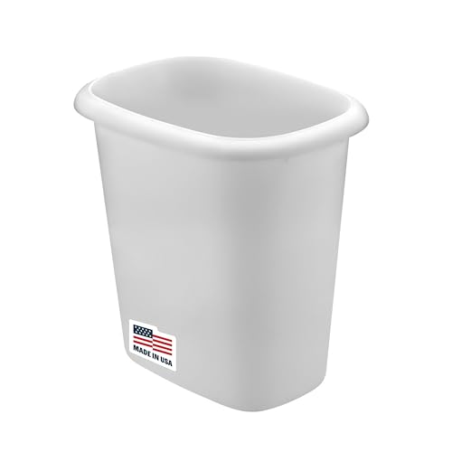 Rubbermaid Vanity Trash Can/Wastebasket 1.5-Gallons/6-Quarts White for Under Counter/Kitchen/Office/Bedroom/Bathroom