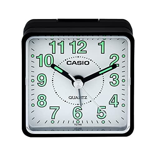 Casio TQ-140-1B Tq140 Travel Alarm Clock - BlackSeiko Marui Bedroom Alarm Clock, Metallic Black