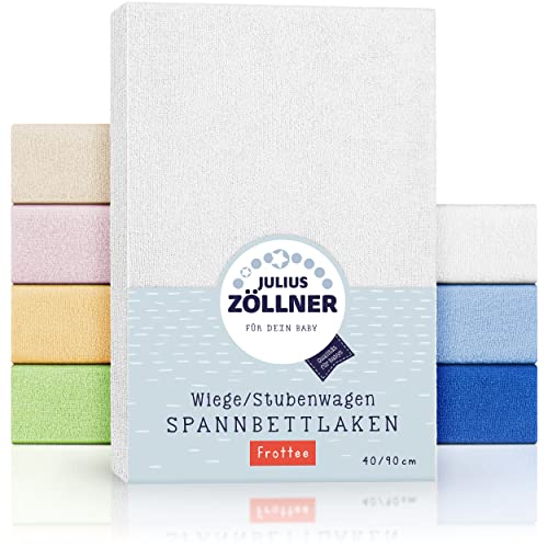Julius Zöllner Terry Cloth Fitted Sheet for Cradles and Bassinets 90 x 40 cm Assorted Colours