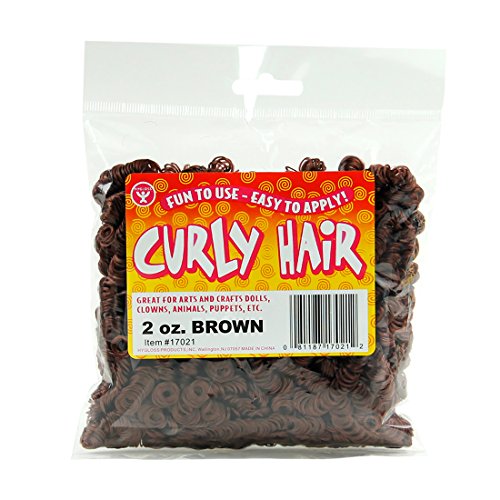 Hygloss 2 oz Curly Doll Hair for Crafts Brown- Premium Synthetic Hair for Doll Making, Puppets, and Arts & Crafts Projects – Easy Application