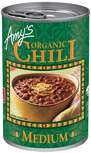 Amy's Organic Chili, Vegan Medium Chili, Light in Sodium, Gluten Free, Made With Organic Red Beans and Tofu, 14.7 Oz