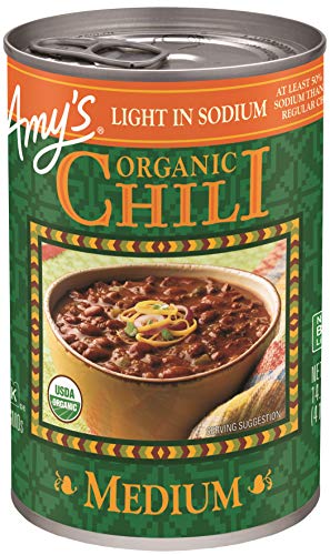Amy's Organic Chili, Vegan Medium Chili, Light in Sodium, Gluten Free, Made With Red Beans and Tofu, 14.7 Oz