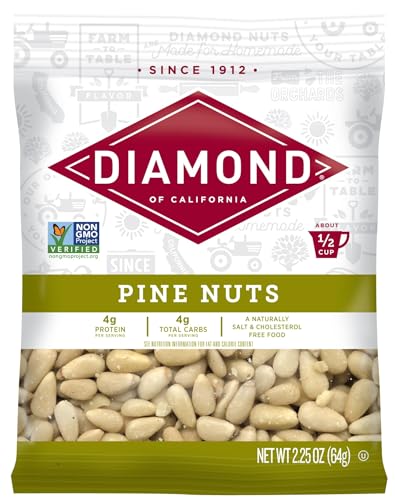 Diamond of California Shelled Pine Nuts, Raw Unsalted Pine Nuts for Pesto, Baking, Snacking, and Salads, 2.25 oz.