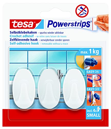 (-36%) tesa Powerstrips Haken Small OVAL - Weiß - 1 kg Halteleistung
