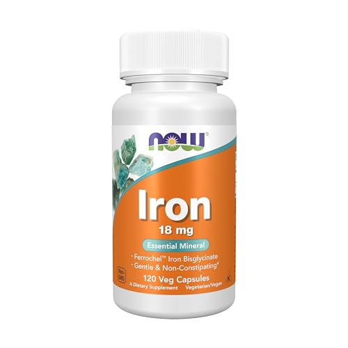 NOW Foods Iron 18mg Non-Constipating Ferrochel 120 Capsules