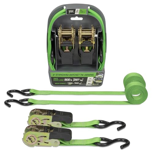 SmartStraps Ratchet Straps - 6ft GRN Padded Ratchet 2pk 1,500lb , green -SMAR138