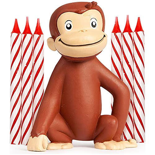 Curious George Cake Topper with 6 Candles - Premium Quality - Perfect for Children's Birthday Parties