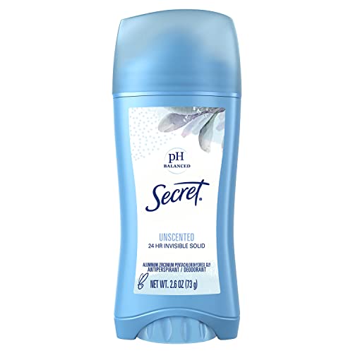 Secret Original Unscented Women's Invisible Solid pH Balanced Antiperspirant and Deodorant, 2.6 Ounce