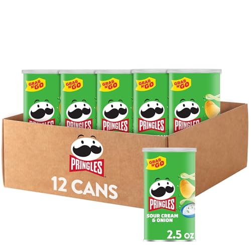 Pringles Potato Crisps Chips, Sour Cream & Onion, 2.5oz (12 Count)