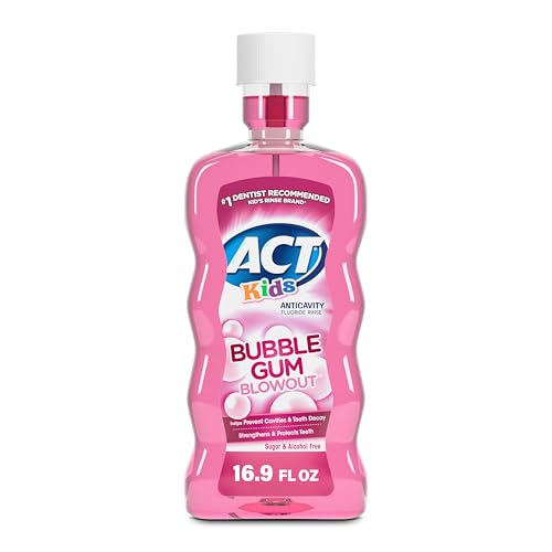 Amazon.com : ACT Kids Anti-Cavity Fluoride Rinse, Bubble Gum Blowout, 16.9 oz : Health & Household