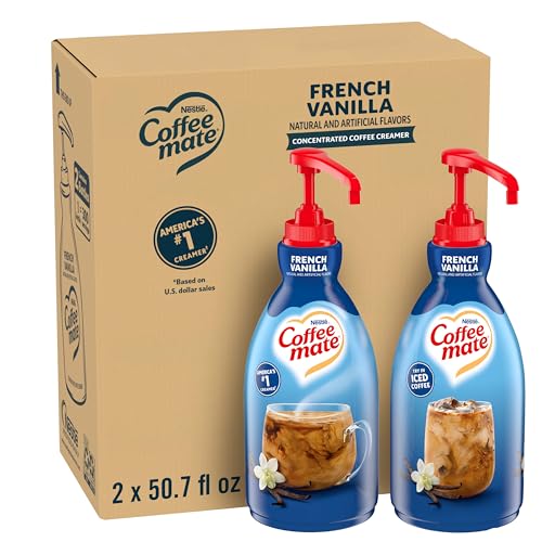 Nestle Coffee mate Coffee Creamer, French Vanilla, Concentrated Liquid Pump Bottle, Non Dairy, No Refrigeration, 50.7 fl oz (Pack of 2)