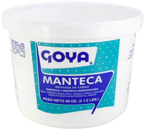 Goya Manteca Lard for Cooking and Baking, 1 Pound Tub, Premium Pork Fat, No Trans Fat, Rich Flavor for Tamales, Empanadas, and Pastries