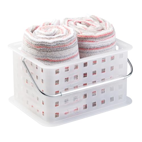 iDesign Shower Caddy Basket with Handle for Bathroom or College Dorm, Clear/Frost, Made in USA