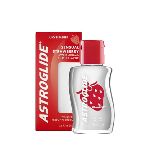 Astroglide Water Based Flavored (2.5oz), Edible Strawberry Personal Lubricant for Men, Women and Couples, Travel-Friendly Size