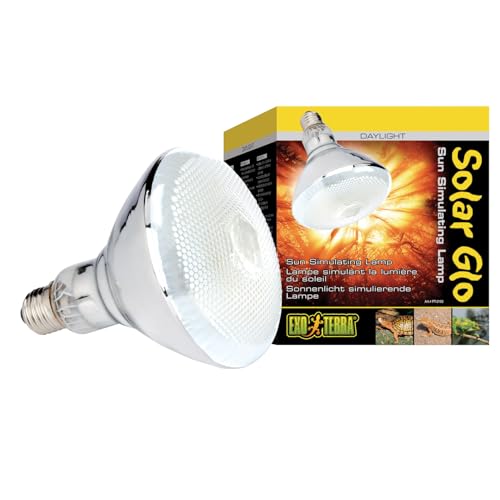 Exo Terra Reptile Solar Glo Sun‑Simulating Lamp 125W, Full‑Spectrum Reptile Heat & Light Mercury Vapor Bulb for Terrariums, UVB/UVA Sunlight Simulation for Reptiles and Amphibians