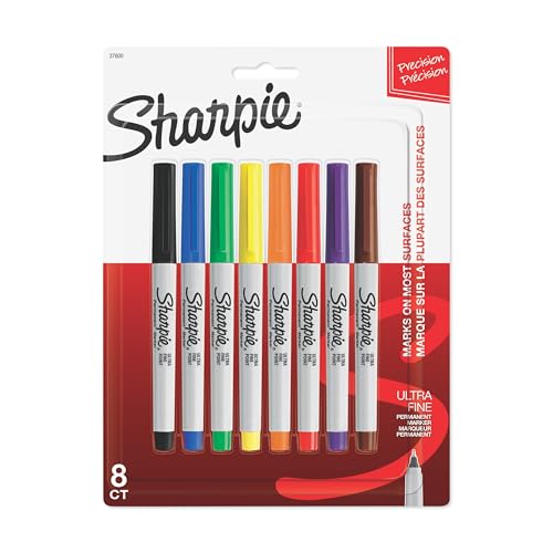 Sharpie Permanent Markers, Ultra Fine Point, Classic Colours, 8 Count