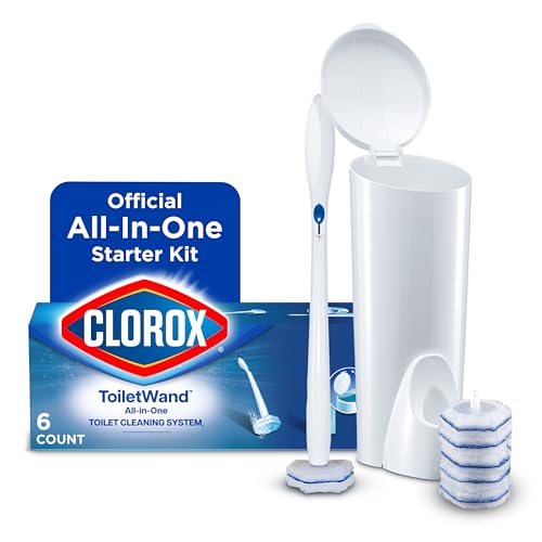Clorox ToiletWand Toilet Bowl Cleaner- Toilet Brush, Storage Caddy and 6 Disinfecting Refill Heads