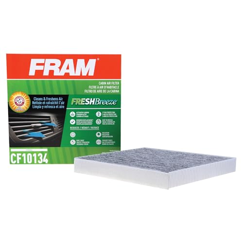 FRAM Fresh Breeze Cabin Air Filter Replacement for Car Passenger Compartment w/ Arm and Hammer Baking Soda, Easy Install, CF10134 for Honda Vehicles, white