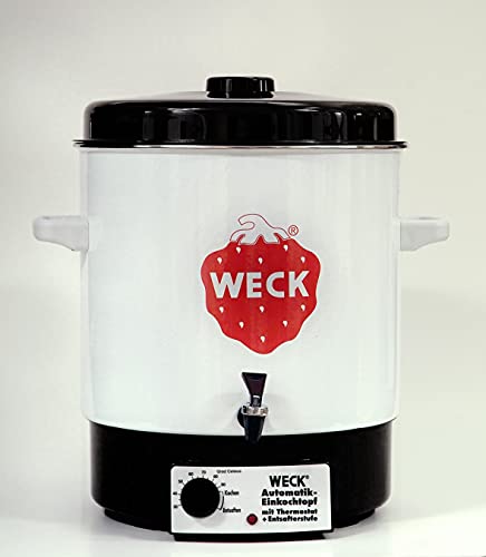 WECK Einkochautomat WAT14-A Emaille mit Präzisionsthermostat und Auslaufhahn– 29L Einkochtopf, Glühweinkocher, Dampfentsafter, Einweckautomat – Made i