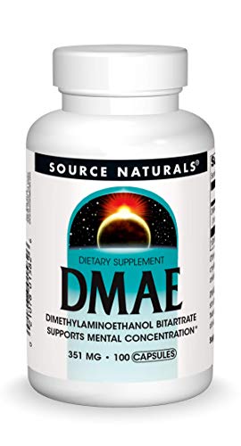 Source Naturals DMAE, Dimethylaminoethanol Bitartrate - Supports Mental Concentration*, 351mg - 100 Capsules