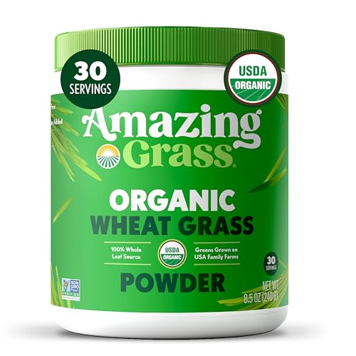 Amazing Grass Wheat Grass Powder: 100% Whole-Leaf Wheat Grass Powder for Energy, Detox & Immunity Support, Chlorophyll Providing Greens, 30 Servings