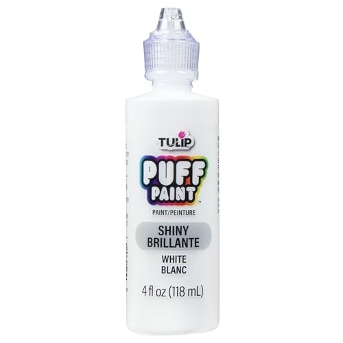 Tulip Puff Fabric Paint , Permanent Craft Paint for Clothes, DIY Projects, Notoxic, 4 fl oz, Shiny White