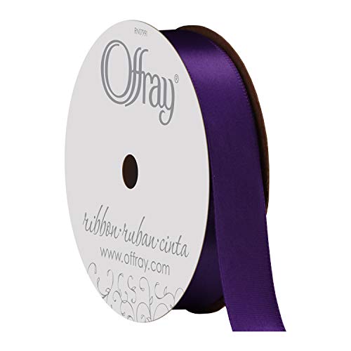 Berwick 493014 5/8" Wide Single Face Satin Ribbon, Regal Purple, 6 Yds