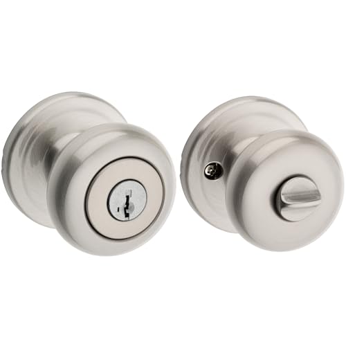 Keyed entry door knob satin nickel