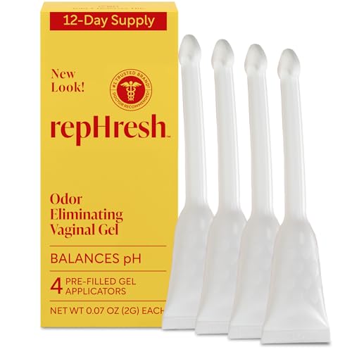 Rephresh Odor Eliminating Vaginal Gel, Clinically Tested to Balance pH & Eliminate Odor for up to 3 Days, Pre-Filled Applicators, 4 ct"