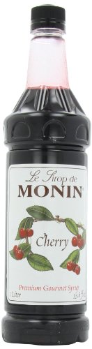 Monin Flavored Syrup, Cherry, 33.8-Ounce Plastic Bottle (Pack of 4)