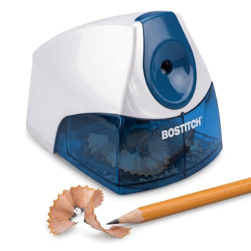 Bostitch Office Personal Electric Pencil Sharpener, Powerful Stall-Free Motor, High Capacity Shavings Tray, Blue