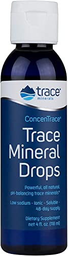 Trace Minerals ConcenTrace Trace Mineral Drops - Liquid Supplement for Bone & Joint Support - Aids Hydration & Electrolyte Restoration - Unflavored-Original, 4 fl oz (48 Servings)