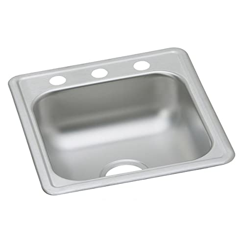 Elkay Dayton D117193 Single Bowl Drop-in Stainless Steel Bar Sink Top Mount, 3 Hole