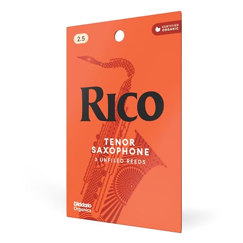 D’Addario Woodwinds - Rico Tenor Sax Reeds - Tenor Saxophone Reeds - Tenor Reeds Crafted for Beginners, Students, Educators - Strength 2.5, 3-Pack