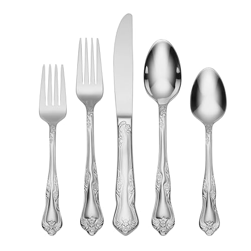 Oneida Azalea 45-Piece Flatware Set, Service for 840 Piece Gold Silverware Set for 8, Terlulu Stainless Steel Flatware 