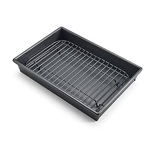 Chicago Metallic Petite Roast Pan Set with Rack, 10x7 inch Nonstick Toaster Oven Baking Pan, Perfect for Single Serving Meals and Small Batch Cooking