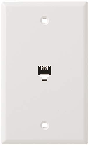 Leviton Standard Telephone Wall Jack, 6P4C, Screw Terminals, 40249-W, White