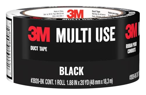 3M Duct Tape Black, 1.88 inches by 20 yards, 3920-BK, 1 roll