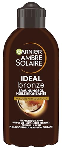 (-33%) Garnier Bräunungsöl für vorgebräunte und dunkle Haut, Feuchtigkeitsspendendes Sonnenöl mit Kokosduft für intensive Bräune, Ambre Solaire Ideal Bronze, 1 x 200 ml