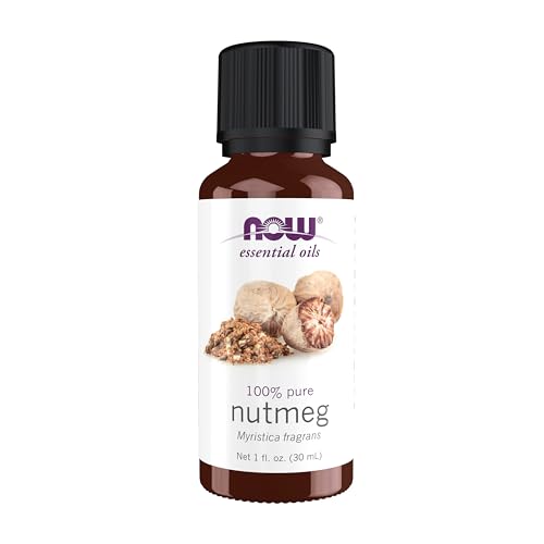 NOW Essential Oils, Nutmeg Oil, Energizing Aromatherapy Scent, Steam Distilled, 100% Pure, Vegan, Child Resistant Cap, 1-Ounce