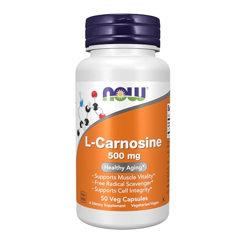 NOW Foods Supplements, L-Carnosine (Beta-Alanyl-L-Histidine) 500 mg, Healthy Aging, 50 Veg Capsules